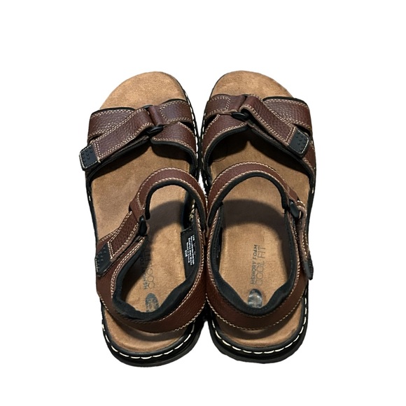 NEW! DR. SCHOLL'S Men's Brown Leather Memory Foam Comfort Sandal-12 - Picture 4 of 14